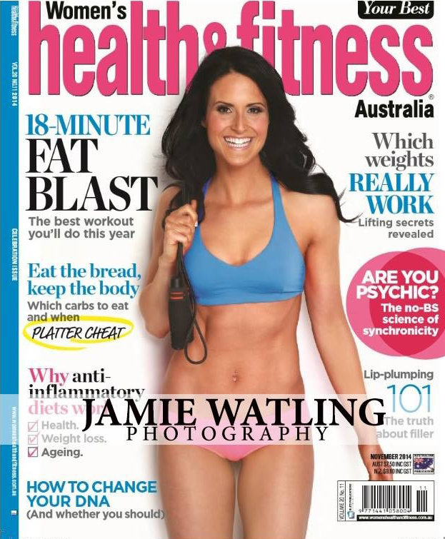 Jamie Watling Photography landing Jess Sicoly Amadio  Womens health and fitness magazine cover