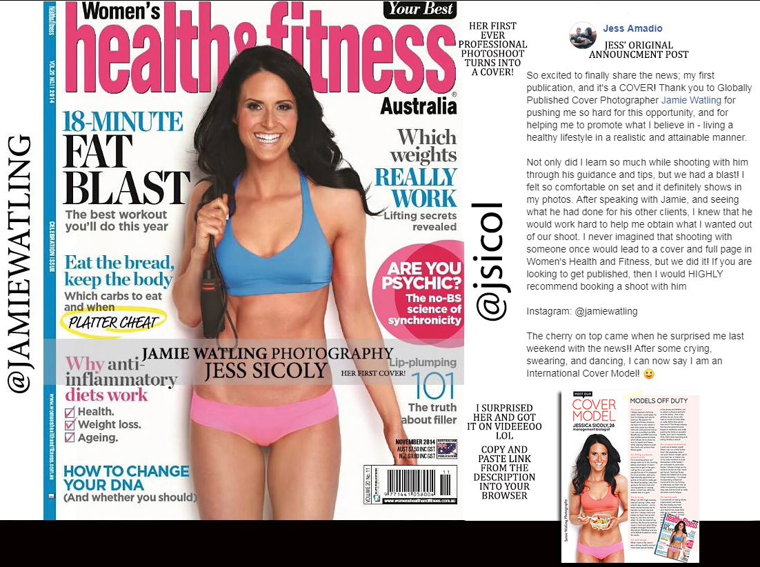 Jamie Watling Photography landing Jess Sicoly Amadio Womens health and fitness magazine cover