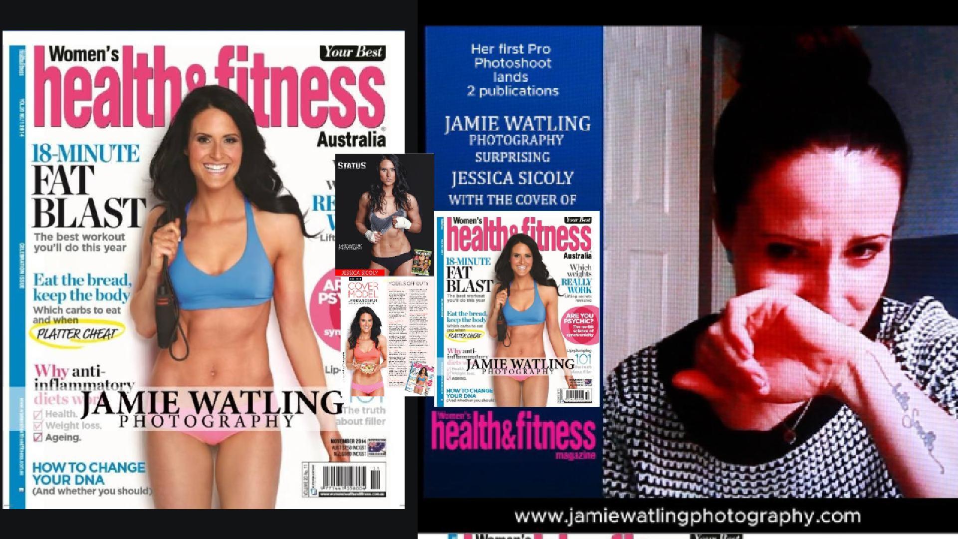 Jamie Watling Photography landing Jess Sicoly Amadio Womens health and fitness magazine cover